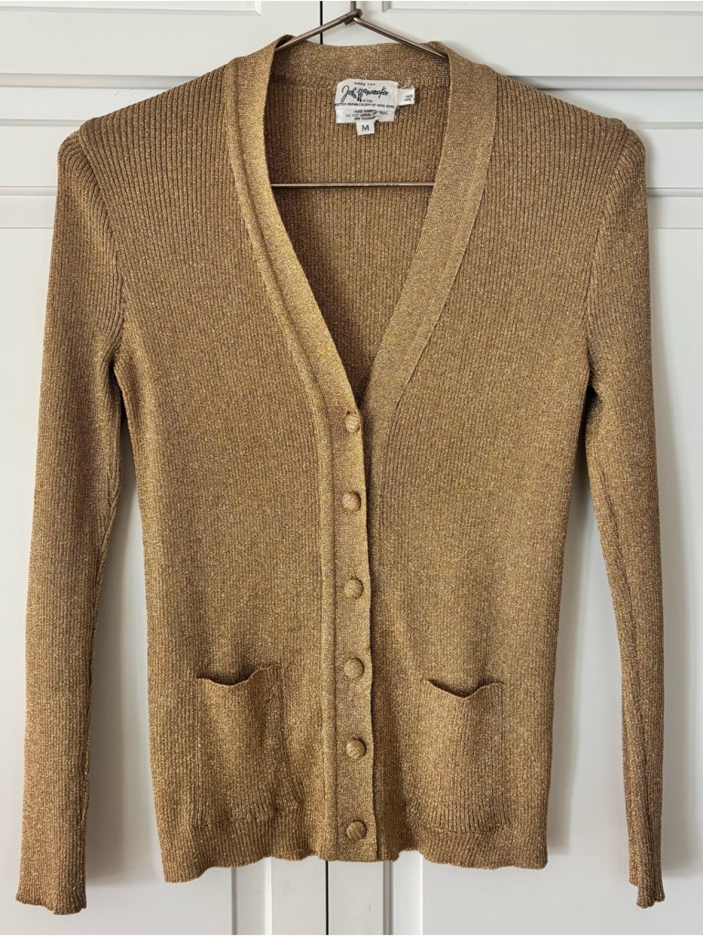 John Wanamaker Vintage Blouse Womens Medium Gold Cardigan Sweater
